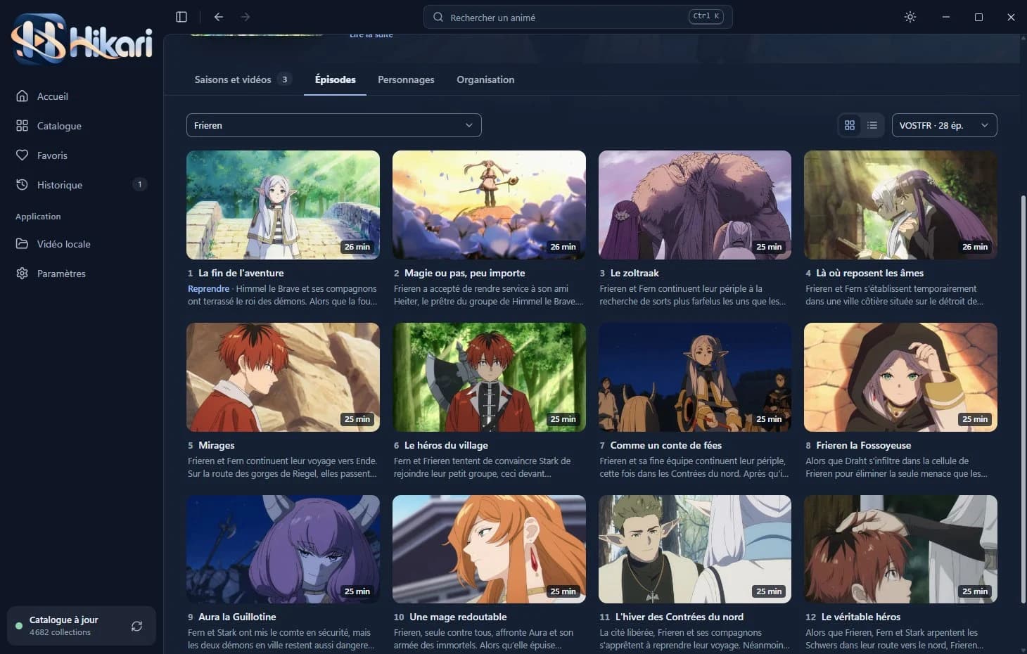 Liste des épisodes avec titres, résumés et vignettes dans Hikari